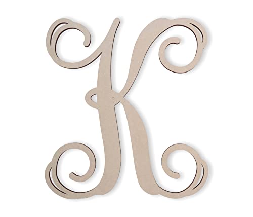 Wooden Letters by Jess and Jessica – Cursive Wood Letter for Wall Décor – Various Sizes – Premium Quality & Durable – Smooth Laser Cut – Unfinished - WoodArtSupply