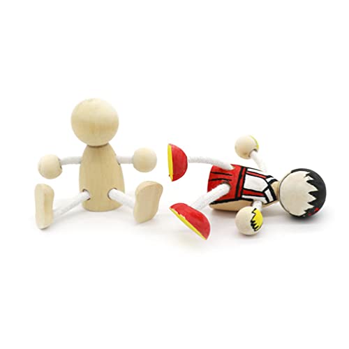 Kisangel 2 Pcs Unfinished Wood Peg Dolls Mini People Doll Robot Wooden Figures Decorative Peg Dolls Toy for Kids Painting DIY Craft Art Projects Kisangel