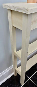 24" Narrow Console Sofa Table - Unfinished Foyer Pine Table With Bottom Storage Shelf Generic