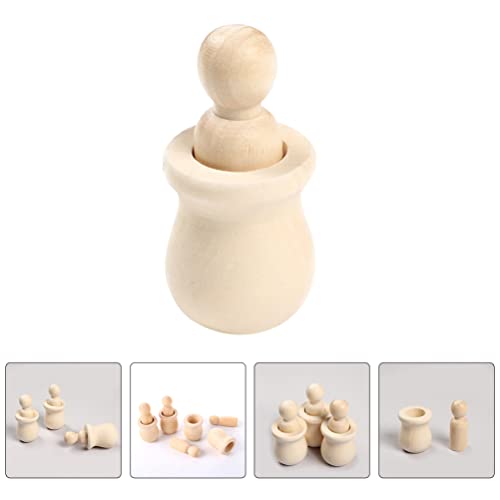 Kisangel 8pcs Hand Painted Ornaments Wooden Doll Bodiesd Wooden People pegs Blank peg Doll Unfinished Wooden Doll Peg Dolls with Cups Kid Toys DIY Kisangel