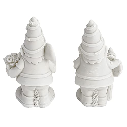 2 Pack Ceramics to Paint - Paint Your Own Garden Gnome Statues, Blank Paintable Ceramics for Adults (5 in) Bright Creations