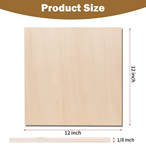 24 Pack Basswood Sheets, 12 x 12 x 1/8 inch Plywood, 3 mm Thin Unfinished Wood Board for Crafts, Laser Cutting & Engraving, Wood Burning, CNC