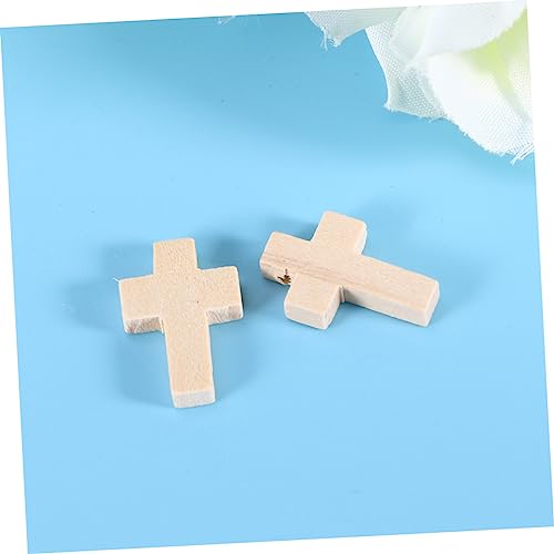 Tofficu 100pcs Unfinished Wooden Crosses Wood Cross Charms Unfinished Wood Cross Mini Wooden Crosses Wood Easter Cutouts Blank Wood Cutouts Cross Tofficu