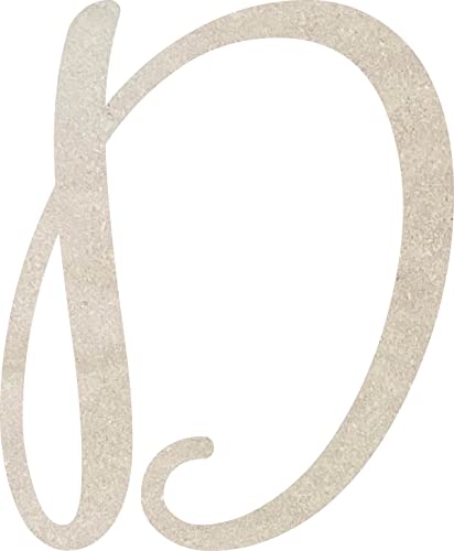 4 Inch Tall Wooden Cursive Letters D, Unfinished Wood Alphabet Monogram Letter, Paintable Kids Cutout Love Air Font NEXTCraft