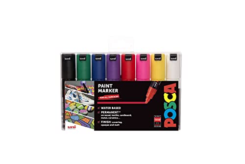 Posca PC-7M Permanent Marker Paint Pens. Broad Bullet Tip for Art & Crafts. Multi Surface Use On Wood Metal Paper Canvas Cardboard Glass Fabric - WoodArtSupply