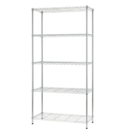 FDW 14" D×36" W×72" H Wire Shelving Unit Metal Shelf with 5 Tier Adjustable Layer Rack Commercial Strong Steel for Restaurant Garage Pantry FDW