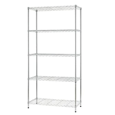 FDW 14" D×36" W×72" H Wire Shelving Unit Metal Shelf with 5 Tier Adjustable Layer Rack Commercial Strong Steel for Restaurant Garage Pantry