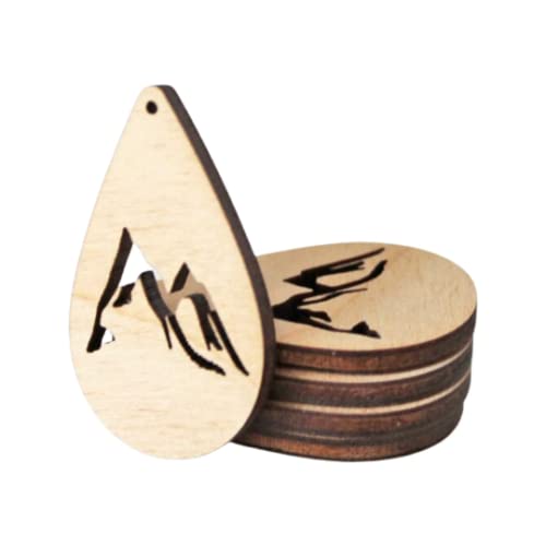 ALL SIZES BULK (12pc to 100pc) Unfinished Wood Laser Mountain Cutout Teardrop Shape with Cutouts Dangle Earring Jewelry Blanks Shape Crafts Made in Texan Wood Crafts