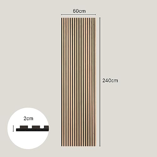 SLATPANEL Two Acoustic Wood Wall Veneer Slat Panels - Natural Oak | 94.49” x 12.6” Each | Soundproof Paneling | Wall Panels for Interior Wall Decor Slatpanel