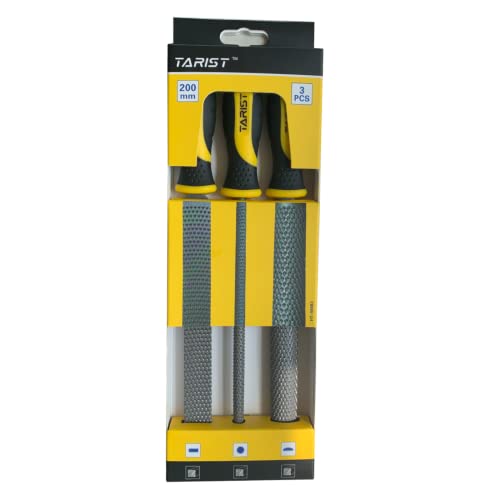 TARIST 3-Piece 8" Wood Rasp File Set, Includes Flat/Half-Round/Round. For Woodworking & Sharping Wood TARIST