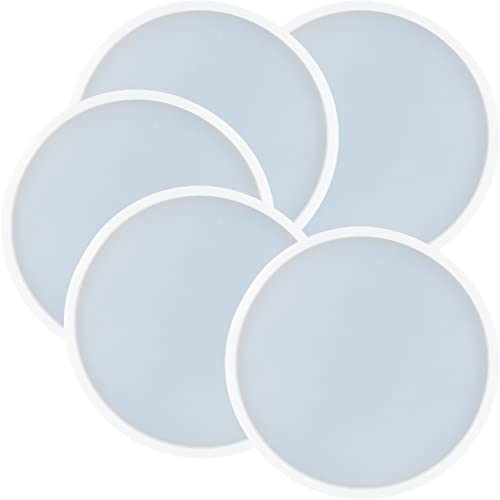 5Pcs Round Shape Epoxy Mold DIY Resin Casting Round Base Coaster Silicone Mold, Medium Size 4 inch QTTLLI