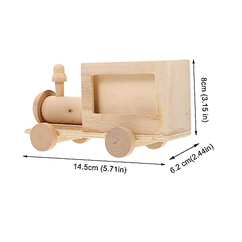 STOBOK 2pcs DIY Train Pen Holder Wooden Trains Tools Wood Unfinished Wooden Wooden Car Unfinished Blank Pen Cup DIY Blank Pen Container DIY Graffiti STOBOK
