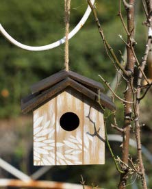 Topadorn Wooden Bird House Hanging Outdoor,Eco Friendly Materials and Decorative with Leaves Printed Topadorn