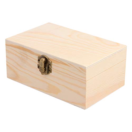 HEALLILY Unfinished Wood Jewelry Box Wooden Box with Lid and Locking Clasp DIY Craft Storage Case for Jewelry Gift Home Wedding Centerpiece