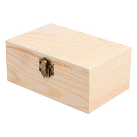 HEALLILY Unfinished Wood Jewelry Box Wooden Box with Lid and Locking Clasp DIY Craft Storage Case for Jewelry Gift Home Wedding Centerpiece HEALLILY