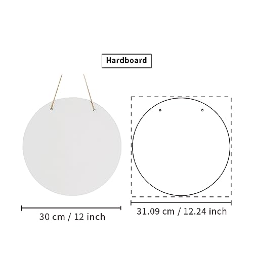 PYD Life 6 Pack 12" Round Sublimation Door Hanger Blanks White Hardboard MDF Wood Blanks Wall Hanging for Heat Press Machine Printing PYD Life