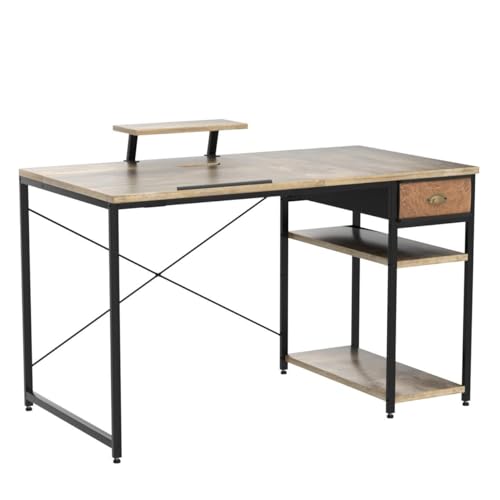 X-cosrack Computer Desk with Storage Shelves Drawer, 43” Home Office Desk with Monitor Stand, Adjustable & Tiltable Draft Drawing Table Writing Study - WoodArtSupply