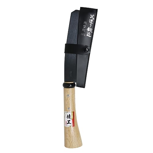 KAKURI Japanese NATA Hatchet Tool 7" [Single Bevel] Made in Japan, Heavy Duty Garden Axe Tool with Wood Handle for Cutting, Shaving, Carving, KAKURI