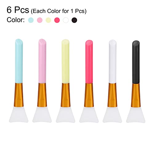 MECCANIXITY Silicone Epoxy Brushes Pink/Blue/White/Yellow/Black/Red Applicator DIY Brush for Making Epoxy Tumbler, Pack of 6 - WoodArtSupply