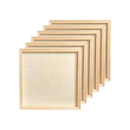Wood Art Panels 12x12 Unfinished Wooden Canvas Panels 6-Pack Wood Frame for Oil Pouring Acrylics Painting Crafts