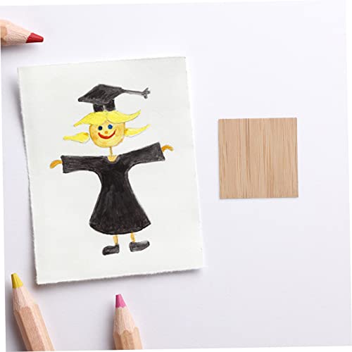 MAGICLULU 25pcs Hand Painted Bamboo Unfinished Triangle Discs Unfinished Wood Board - Slices Wood Rectangles Crafts DIY Wood Squares for Crafts Kids MAGICLULU