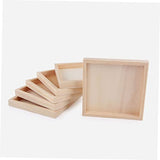 SWOOMEY 4pcs Puzzle Sundries Holder Blocks Tray Unfinished Wood Tray Unfinished Wood Serving Blocks Storage Trays Serving Storage Tray Wood Serving SWOOMEY