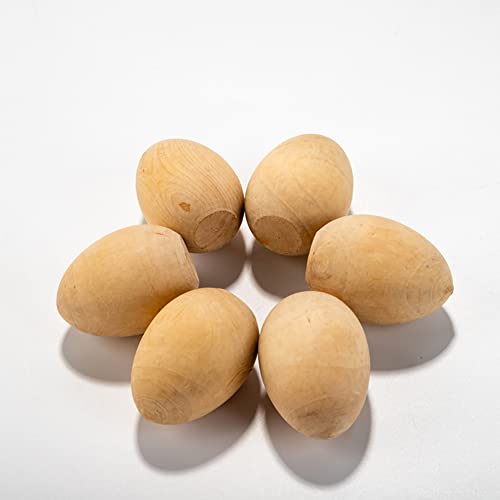 UUYYEO 10 Pcs Unpainted Wooden Eggs Unfinished Easter Wood Craft Eggs Flat Bottom Fake Eggs for Easter Small UUYYEO