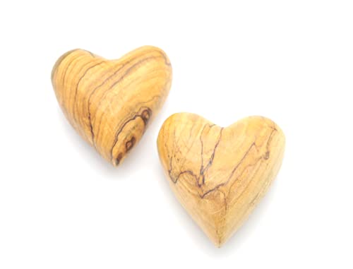 Handmade Wooden Hearts, Set of Two Olive Wood Carved Hearts from the Holy Land, Carved Wood Hearts for gifts Anniversary Valentine Gift, Loss Love, iHoly Land Crafts