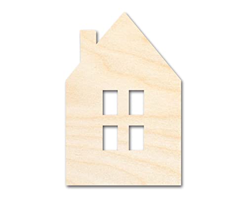 Unfinished Wood House Window Silhouette Shape | DIY Craft Cutout | Up to 36" 4" / 1/4" 24 Hour Crafts