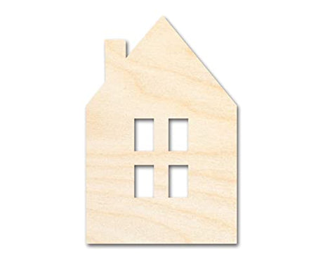 Unfinished Wood House Window Silhouette Shape | DIY Craft Cutout | Up to 36" 4" / 1/4" 24 Hour Crafts