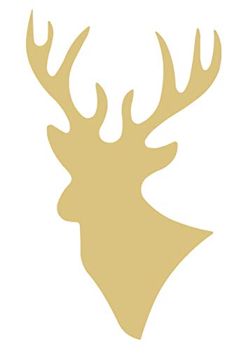 Deer Cutout Unfinished Wood Antlers Caribou Reindeer Forest Animal Buck Doe Zoo MDF Shape Canvas Style 1 (18")