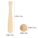 HEALLILY 60pcs Unfinished Mini Wooden Baseball Bats and Balls Natural Wood Baseball Bat Unpainted Baseball Bat Beads for Keychain Action Figures DIY HEALLILY