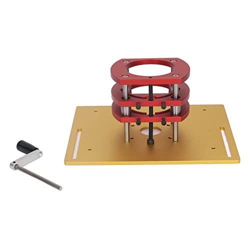 Jiawu Router Lift with Top Plate, Manual Router Lift Systems for 2-1/2" Diameter Motors, 7-7/8" x 9-7/16" Router Plate, Woodworking Router Table - WoodArtSupply