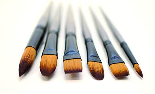 Mont Marte Gallery Series Acrylic Brush Set, 6 Piece. Selection of Synthetic Hair Paint Brushes Suitable for Acrylic Painting MONT MARTE