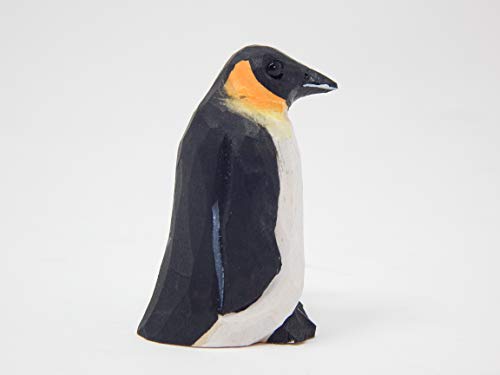 Emperor Penguin - Figurine Arctic Sea Bird Miniature Polar Wooden Art Carved Ornament Small Animals Aquarium Selsela