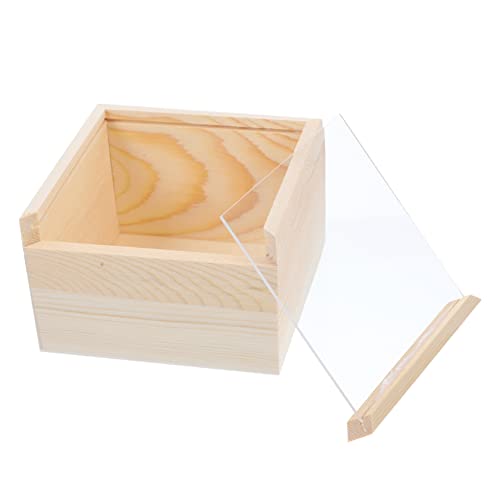 COHEALI 2pcs Box Storage Wooden Box Unfinished Wooden Crate Decorative Wooden Unfinished Wooden Case Jewelry Display Case Wooden Gift Case Wood Crate COHEALI