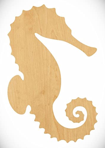 4" Seahorse Laser Cut Out Wood Shape Craft Supply Unfinished Ornament for Painting DIY Craft Projects Woodcraft Cutout 1/4 Inch Thickness Rubstamper