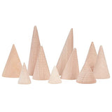 FINGERINSPIRE 10 Pcs Natural Wood Cone Ring Holders Wooden Ring Display Stands with 10 Different Size Unpainted Wooden Cones Jewelry Display DIY FINGERINSPIRE