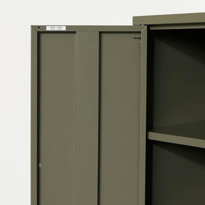 South Shore Eddison Metal 2-Door Storage Cabinet, Olive Green - WoodArtSupply