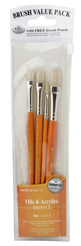 Royal & Langnickel Value Pack Brush Sets, Bristle Flat 4/Pkg Royal & Langnickel