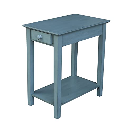 IC International Concepts International Concepts Narrow End Table, Ocean Blue - Antique Rubbed - WoodArtSupply