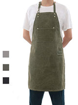 Tobyan No-Tie Canvas Apron Heavy-Duty 16OZ Work Apron with Front Pocket Extra Long Straps Adjustable M–XXL Tobyan
