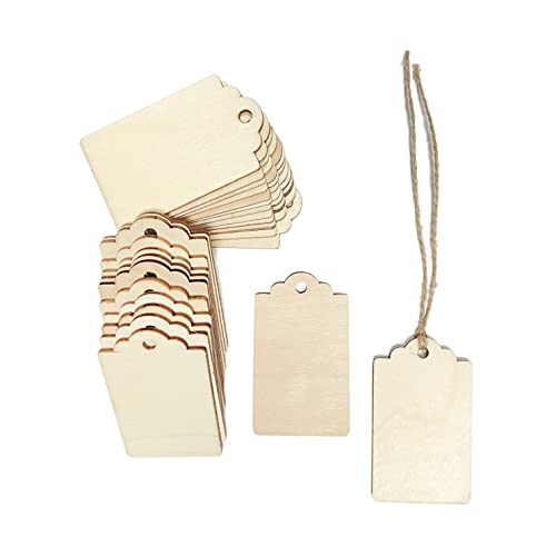 200 Pack 3 Inch Wood Tags with Hole and Twine Blank Wooden Gifts Tag Unfinished Wood Labels for Crafts