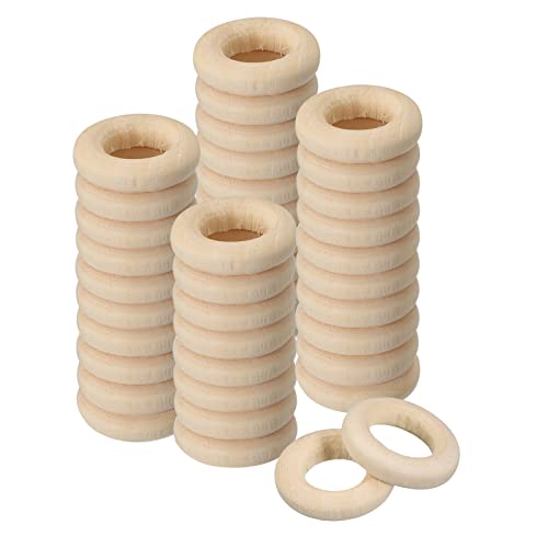 uxcell 100Pcs 15mm(0.6-inch) Natural Wood Rings, 4mm Thick Smooth Unfinished Wooden Circles for DIY Crafting, Knitting, Macrame, Pendant