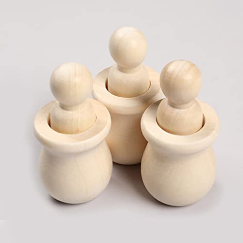 Kisangel 8pcs Hand Painted Ornaments Wooden Doll Bodiesd Wooden People pegs Blank peg Doll Unfinished Wooden Doll Peg Dolls with Cups Kid Toys DIY