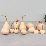TEHAUX Unfinished Wood Fruit 5pcs Unpainted Mini Wood Pear Apple Lemon Cherry Kiwi Art Crafts 3D Blank Fruits DIY Fruit Figurines for Painting Wood TEHAUX