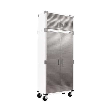 Seville Classics UltraHD 2-Piece Heavy Duty Mega Solid Steel Metal 2-Door Lockable Stacker Wall Storage Cabinet Set Organizer for Garage, Office, Seville Classics