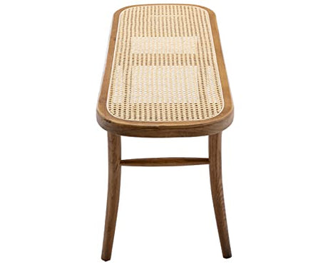 Kmax Upholstered Bench Wicker Rattan Entryway Bench Rustic Solid Wood 45 Inch for Living Room/Bedroom/Hallway Kmax