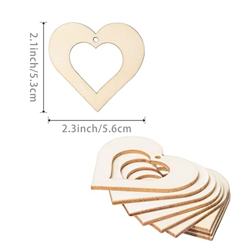 Heart Wooden Blank Wood with Twines Art Unfinished Ornaments for Christmas Wedding Birthday Party Valentine's Day Thanksgiving Day Decoration 20Pcs - WoodArtSupply