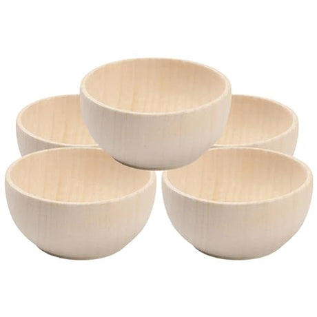 Toddmomy 5pcs Wooden Craft Bowls Unfinished,Unpainted Wooden Bowls Wood Crafts Bowls for DIY Craf Toddmomy